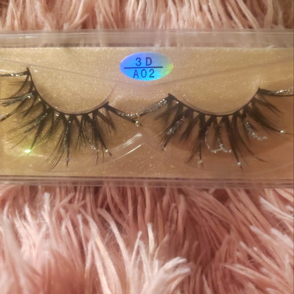 Glitter diamond lashes, one size fits all, silver